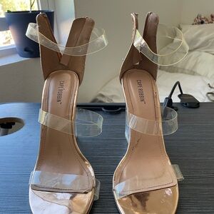Cape Robbin Clear Strap Heels - Nude
